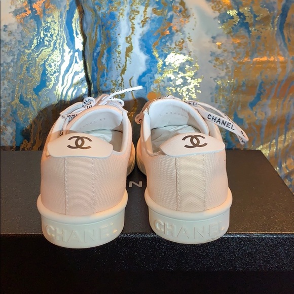 Chanel Light Pink Canvas Lace Up Bowling Sneaker - Picture 3 of 8